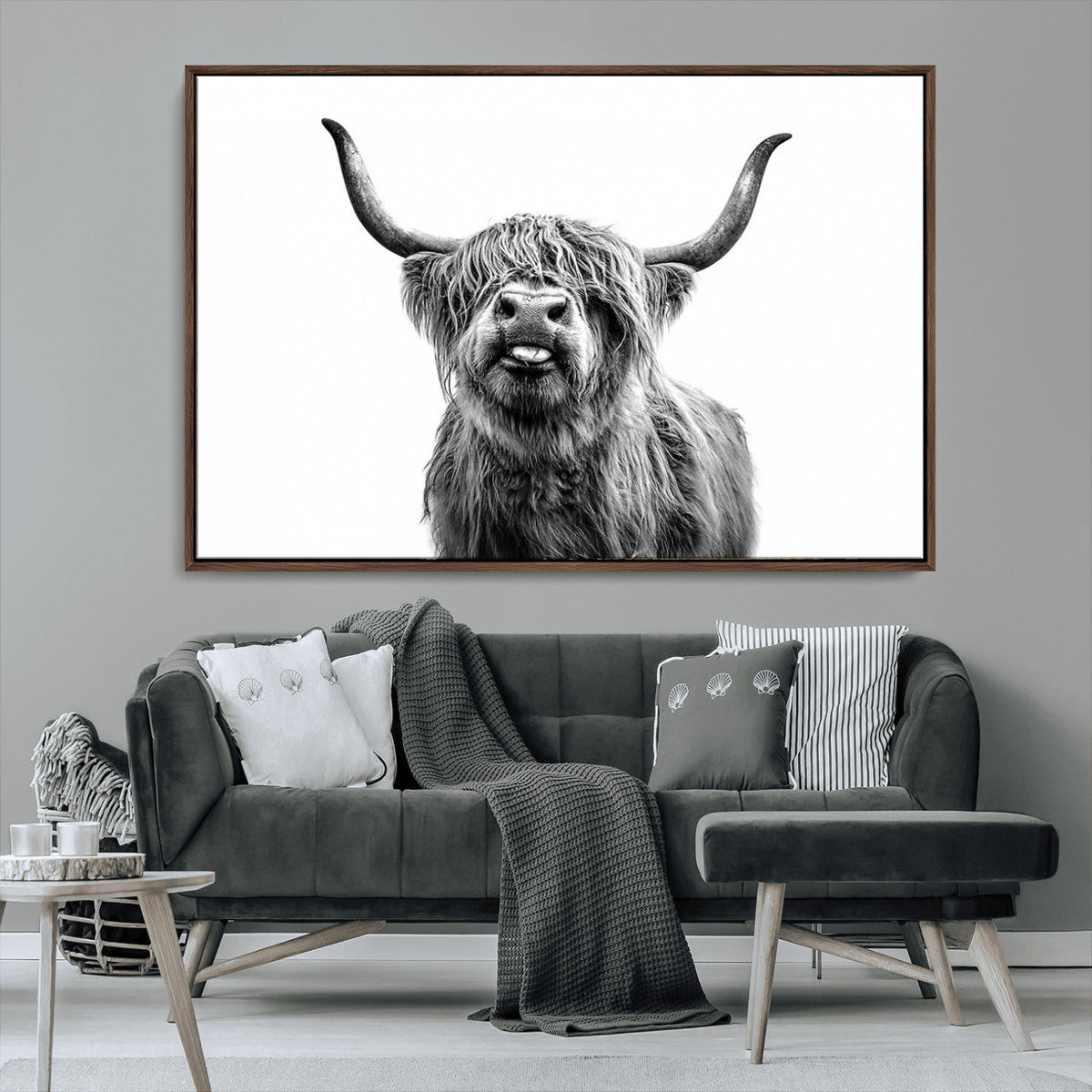 Fanny Scottish Highland Cow Cattle Art Print Farmhouse Wall Art Canvas Print