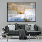 Blue Multi Panel Abstract Wall Art Canvas, Abstract Blue and Gold Canvas Print