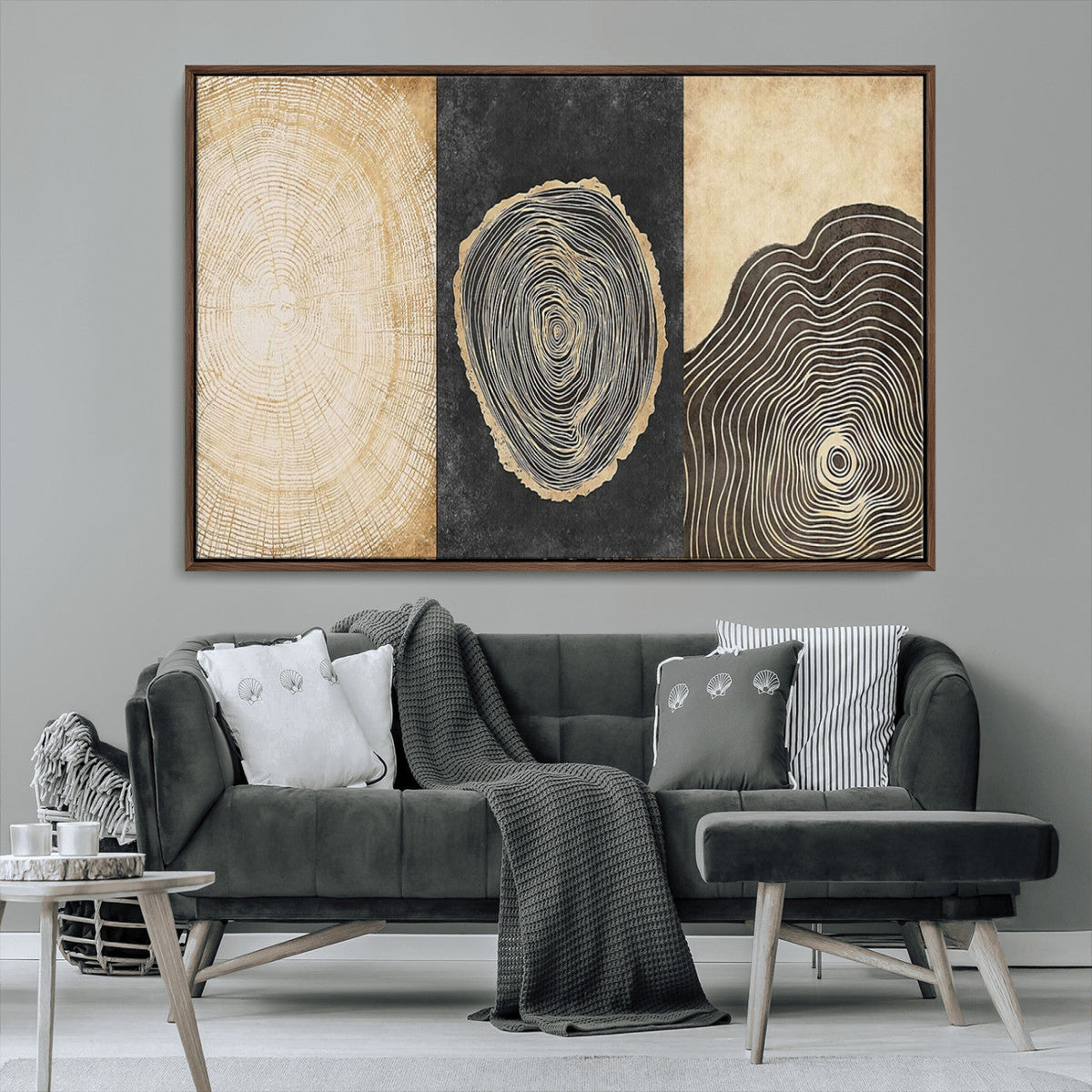 Tree Rings Canvas Wall Art Print, Minimalist Natural History in Modern Decor