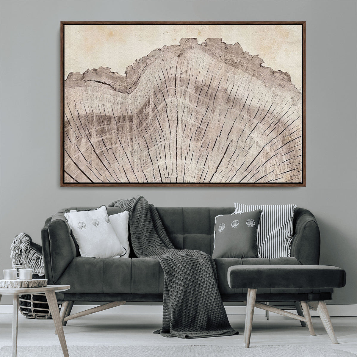 Tree Ring Wall Art Triptych, Rustic Wood Ring Canvas Print
