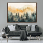 Abstract Forest Print | Mountain Wall Art | Autumn Landscape Canvas Print