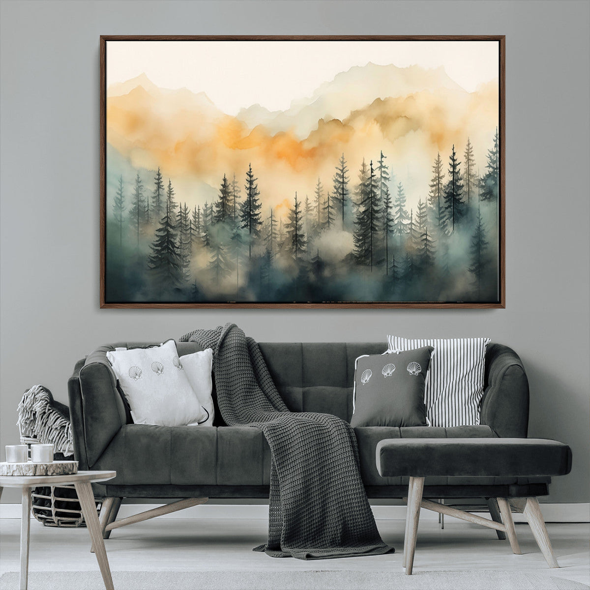 Abstract Forest Print | Mountain Wall Art | Autumn Landscape Canvas Print