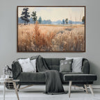 Golden Fields Canvas Wall Art Print | Serene Minimalist Landscape for Modern Decor