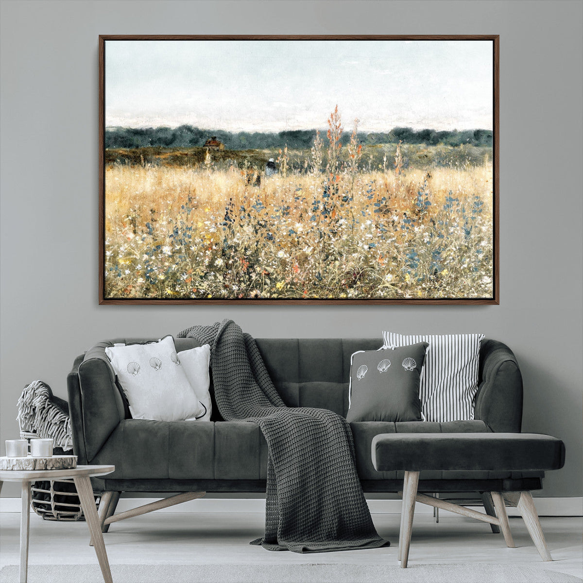 Wildflower Field Wall Art Canvas | Nature-Inspired Landscape Canvas Print for Living Room or Office