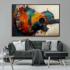 Abstract Guitar Wall Art Canvas | Vibrant Music-Inspired Art for Living Room or Studio