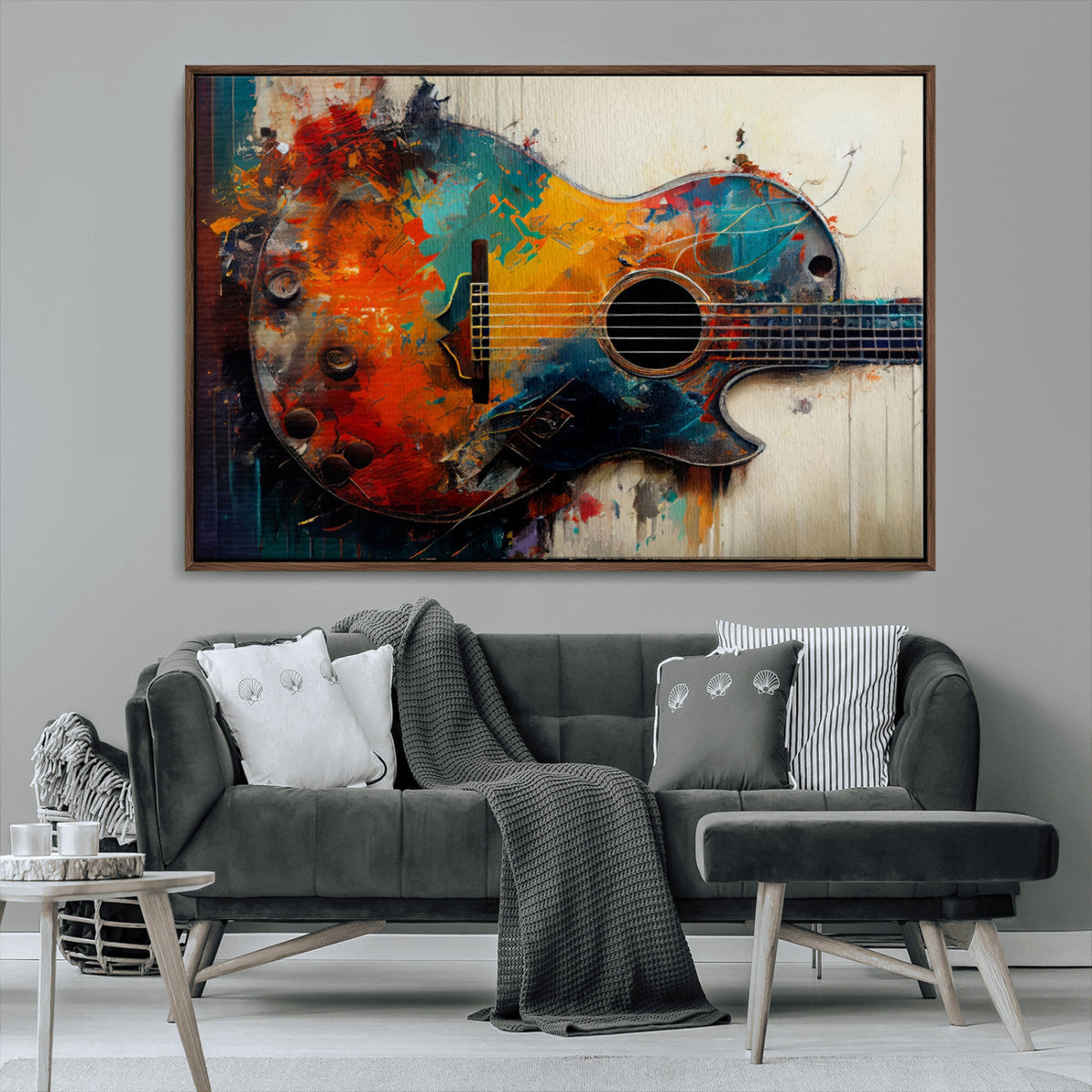 Abstract Guitar Wall Art Canvas | Vibrant Music-Inspired Art for Living Room or Studio