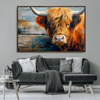 Highland Cow Abstract Canvas Wall Art, Bold Farmhouse Decor