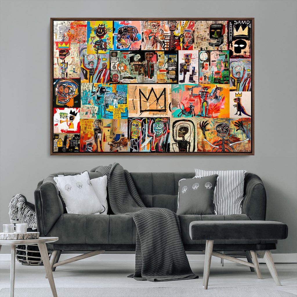 Abstract Art Collage Wall Art Canvas Print, Urban Graffiti Style