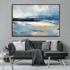 Abstract Ocean Canvas Wall Art - Coastal Blue and Gold