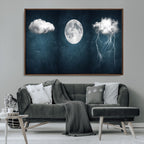 3 Piece Indigo Cloud Wall Art, Thunderstorm Moon Cloud Artwork