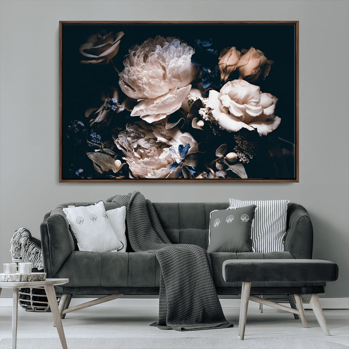 Pink Peonies Flowers Large Canvas Art Print