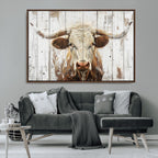 Rustic Longhorn Bull Wall Art Canvas Set