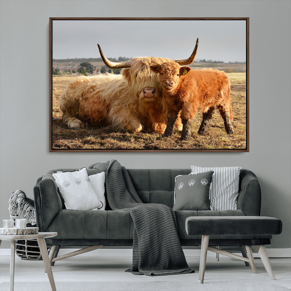 Highland Cow Canvas Wall Art Animal Print for Farm House Decor