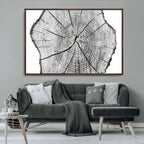 Rustic Tree Ring Wall Art Canvas Print, Framed and Ready to Hang