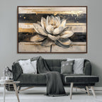 Lotus Flower Wall Art | Framed Abstract Floral Canvas