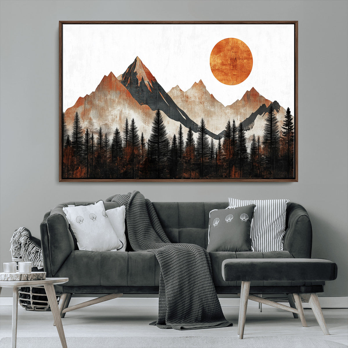 Modern Abstract Mountain Canvas Wall Art Print