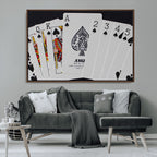 Poker Wall Art - Playing Cards Canvas Wall Art Print - Ace of Spades and Royal Flush Design
