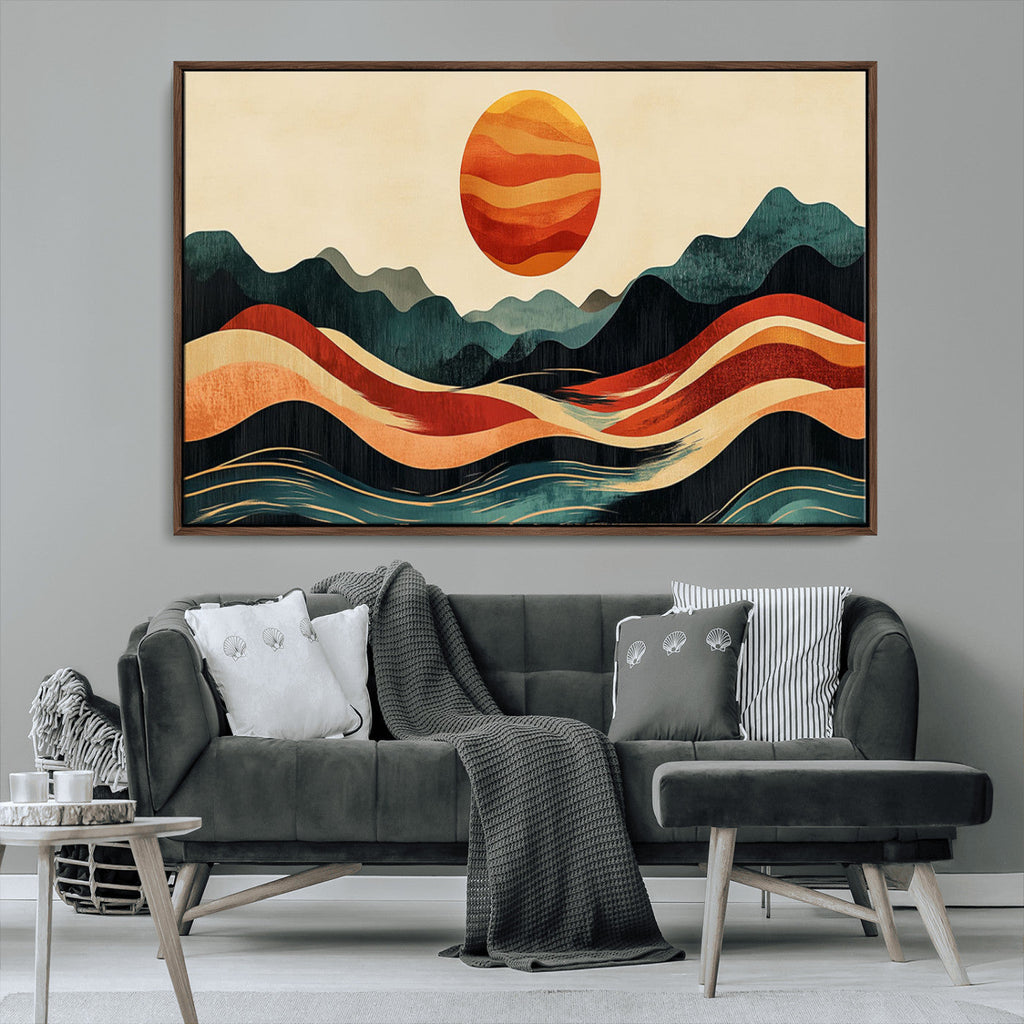 Mountain Triptych Wall Art Canvas Print | Western Boho Pine Tree Nature Print