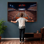 Texas Stadium Night Game Wall Art Canvas Print, Vibrant Football Fireworks Scene