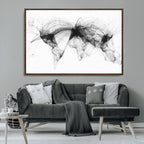 Flight Routes Air Traffic Map Canvas Wall Art, World Flight Routes Print