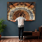 Tree Rings Wall Art Canvas Print, Rustic Wood Grain