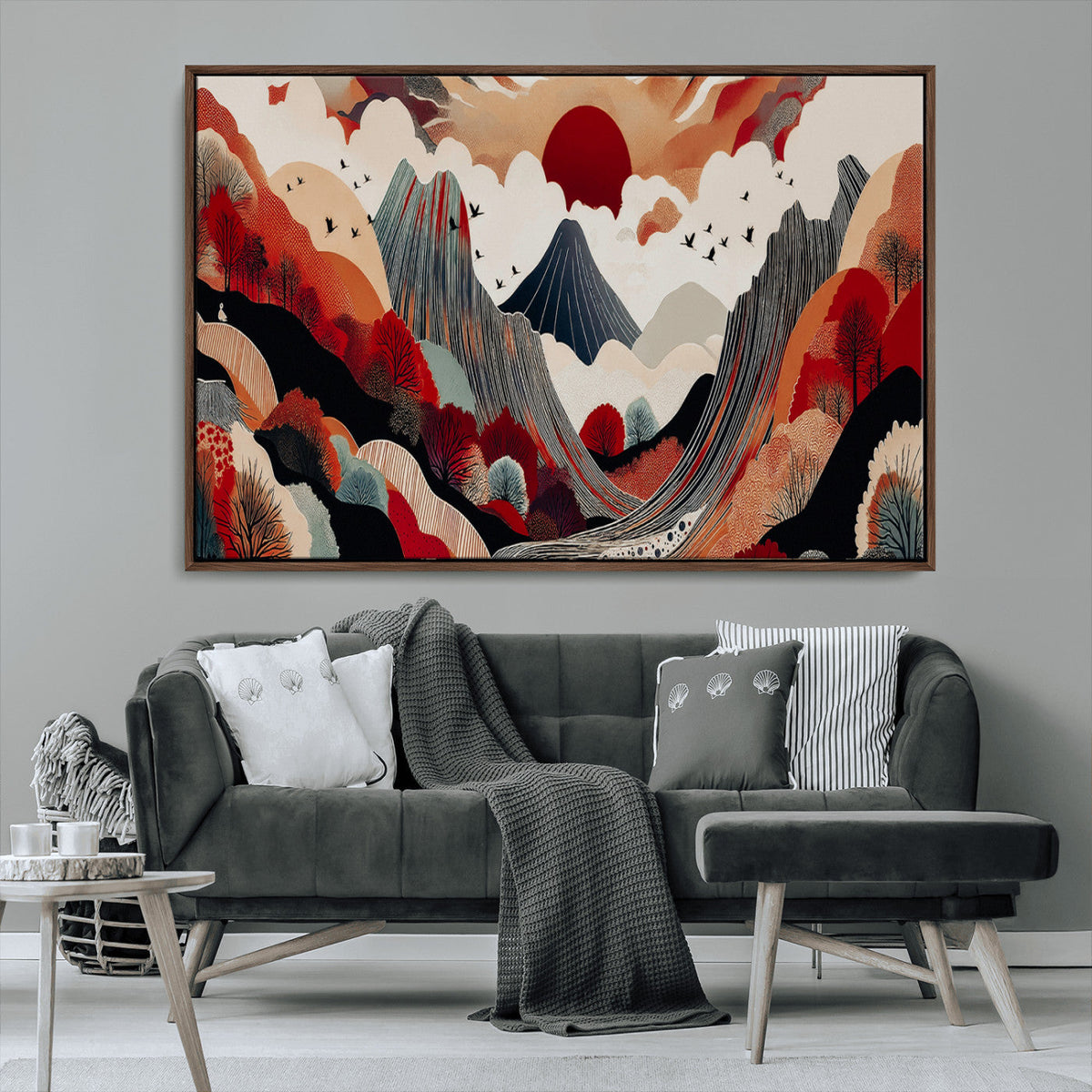 Abstract Mountain Wall Art Canvas Print | Vibrant Stylized Landscape