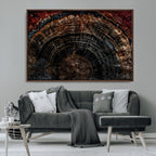 Dark Wood Ring Wall Art Canvas Print, Framed Abstract Tree Slice Print, Rustic Wood Grain Decor