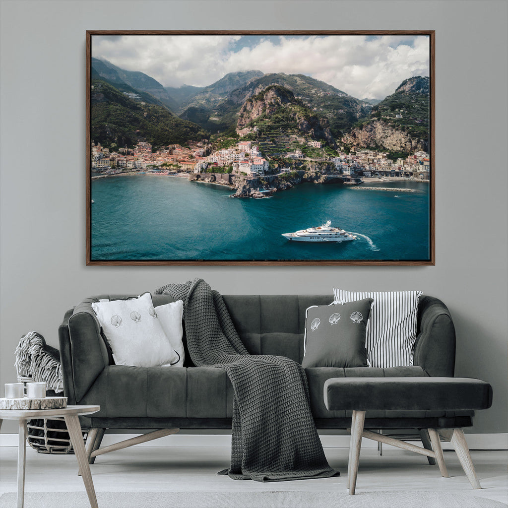 Amalfi Coast Wall Art | Framed Italian Seaside Canvas