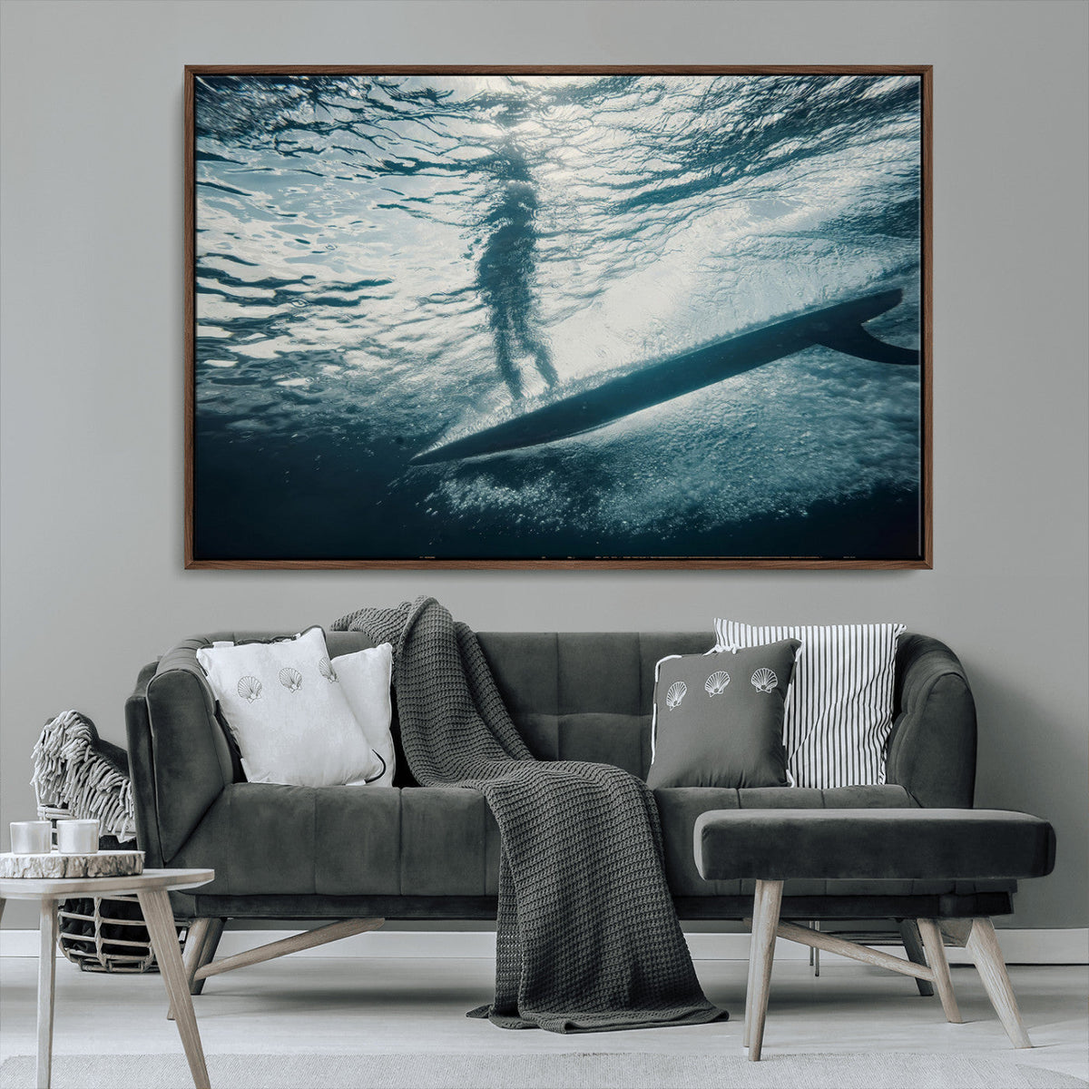 Underwater Surf Wall Art | Framed Ocean Wave Canvas Artwork