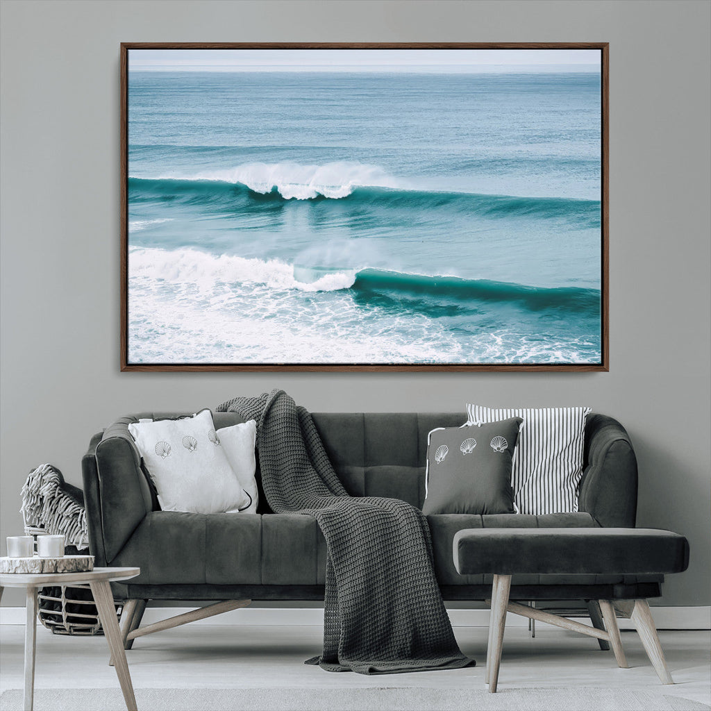 Ocean Swell Wall Art Canvas Print, Framed Surf Waves and Blue Water Scene
