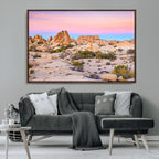 Vibrant Sunset Sky Wall Art Canvas Print, Framed Joshua Tree Desert Artwork