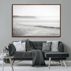 Black and White Seascape Wall Art Canvas Print, Framed Misty Ocean Waves