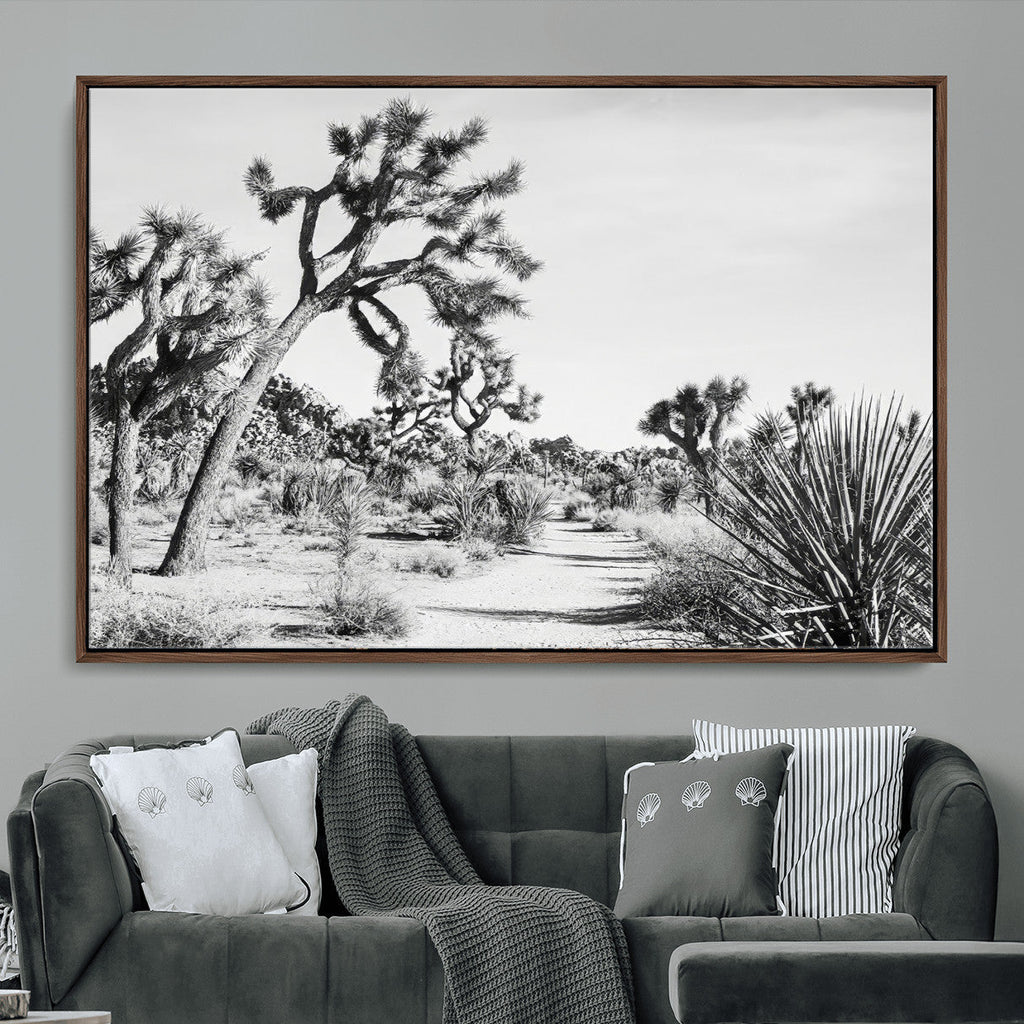 Joshua Tree Wall Art | Black & White Canvas Print, Nature Serenity Decor