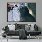 Ocean Wave Wall Art | Aerial Coastal View Canvas Artwork