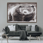 Grizzly Bear Wall Art Canvas Print, Framed Rustic Lodge Art, Wildlife Photography