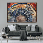 Tree Rings Wall Art Canvas Print, Framed Petrified Wood Art, Modern Rustic Decor