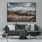 Mountain Landscape Wall Art Canvas Print, Framed Snowy Peaks Art, Rugged Highlands Rustic Adventure Decor