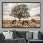 Texas Longhorn Cattle Wall Art, Rustic Western Ranch Canvas
