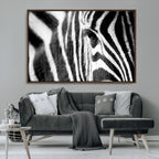 Zebra Stripes Wall Art Canvas Print, Black and White Close Up Wildlife Pattern