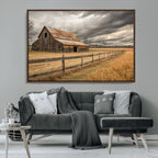 Rustic Farm Barn Wall Art Canvas Print, Stormy Sky Country Decor
