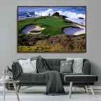 Ocean Cliff Golf Course Wall Art Canvas Print, Waves Crashing, Coastal Golf Landscape