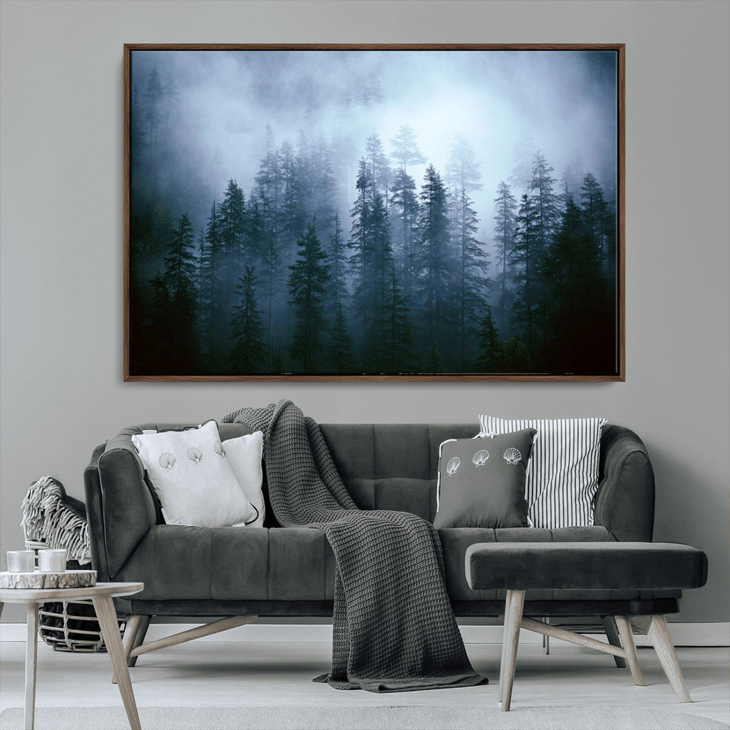 Foggy Pines Misty Forest Wall Art Print