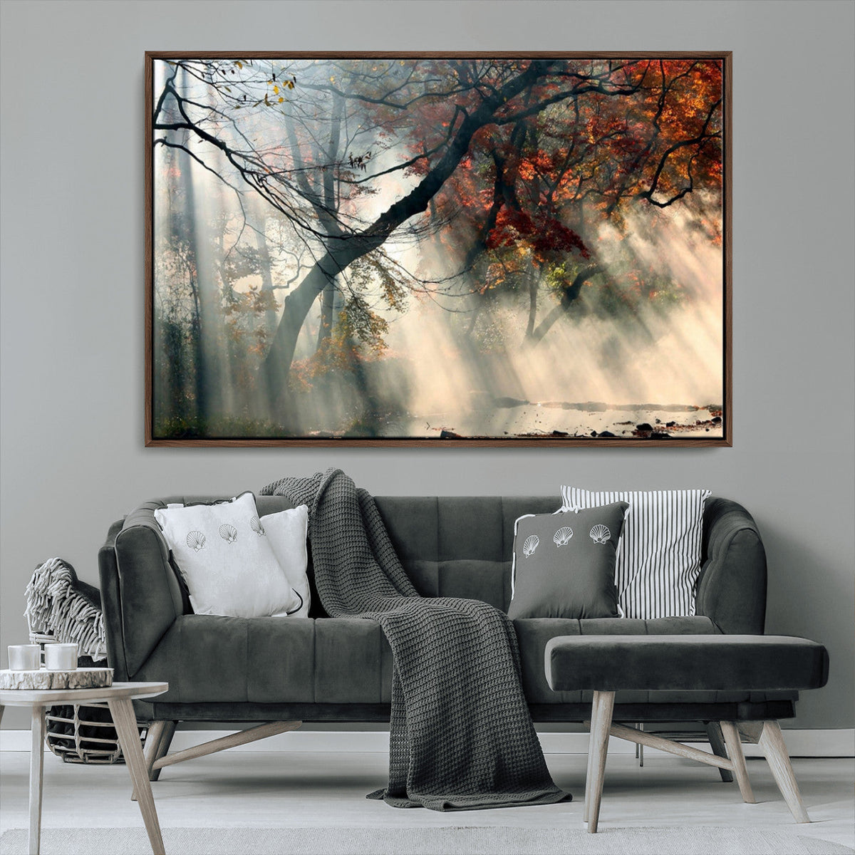 Sunlit Autumn Forest Wall Art Canvas Print