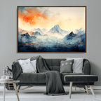 Warm Clouds Abstract Mountain Wall Art, Modern Landscape Canvas Print