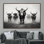 Texas Longhorn Wall Art Canvas Print, Framed Speckled Cow