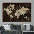 World Map Wall Art Canvas Print | Framed Travel Map Wall Art