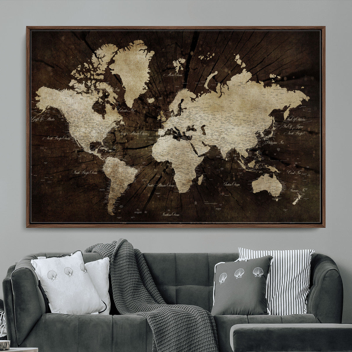 World Map Wall Art Canvas Print | Framed Travel Map Wall Art