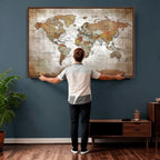 Vibrant Watercolor World Map Canvas Wall Art | Framed Travel Map