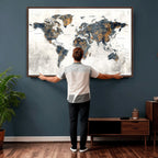 World Map Wall Art Canvas Print for Office Wall Decor