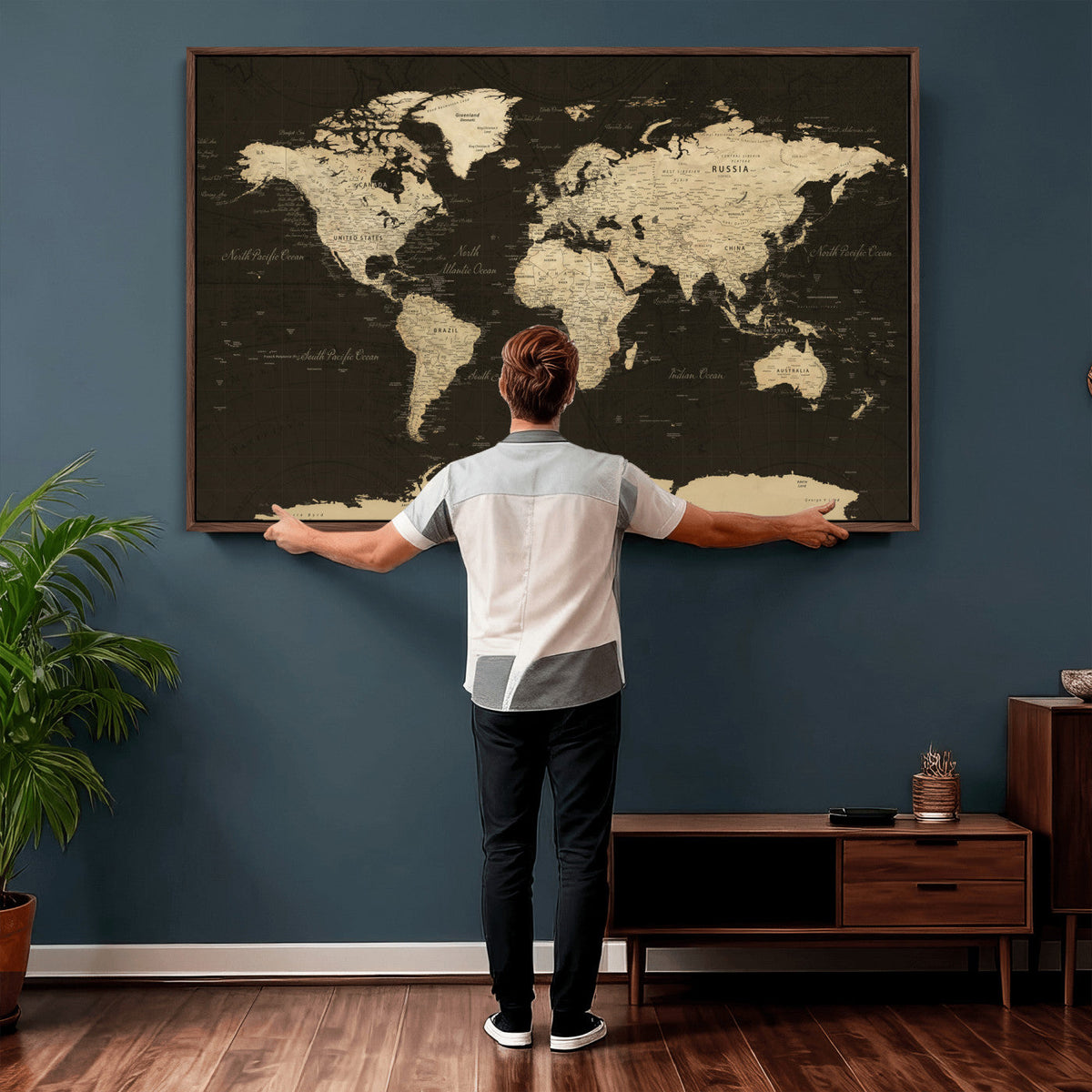 World Map Canvas Print | Framed World Map Wall Art for Couples